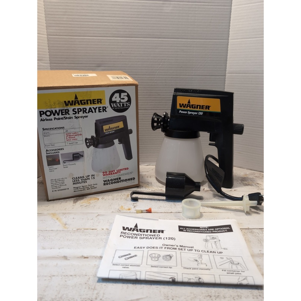 Wagner Power Sprayer 120 Handheld Paint Sprayer w/Extra Atomizer Reconditioned